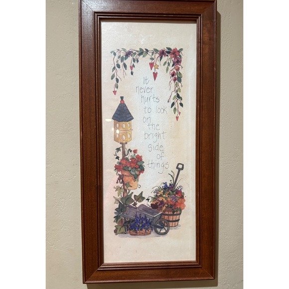 Handmade Other - Carol Robinson Framed Wall Art Country Garden Inspirational Quote Brown